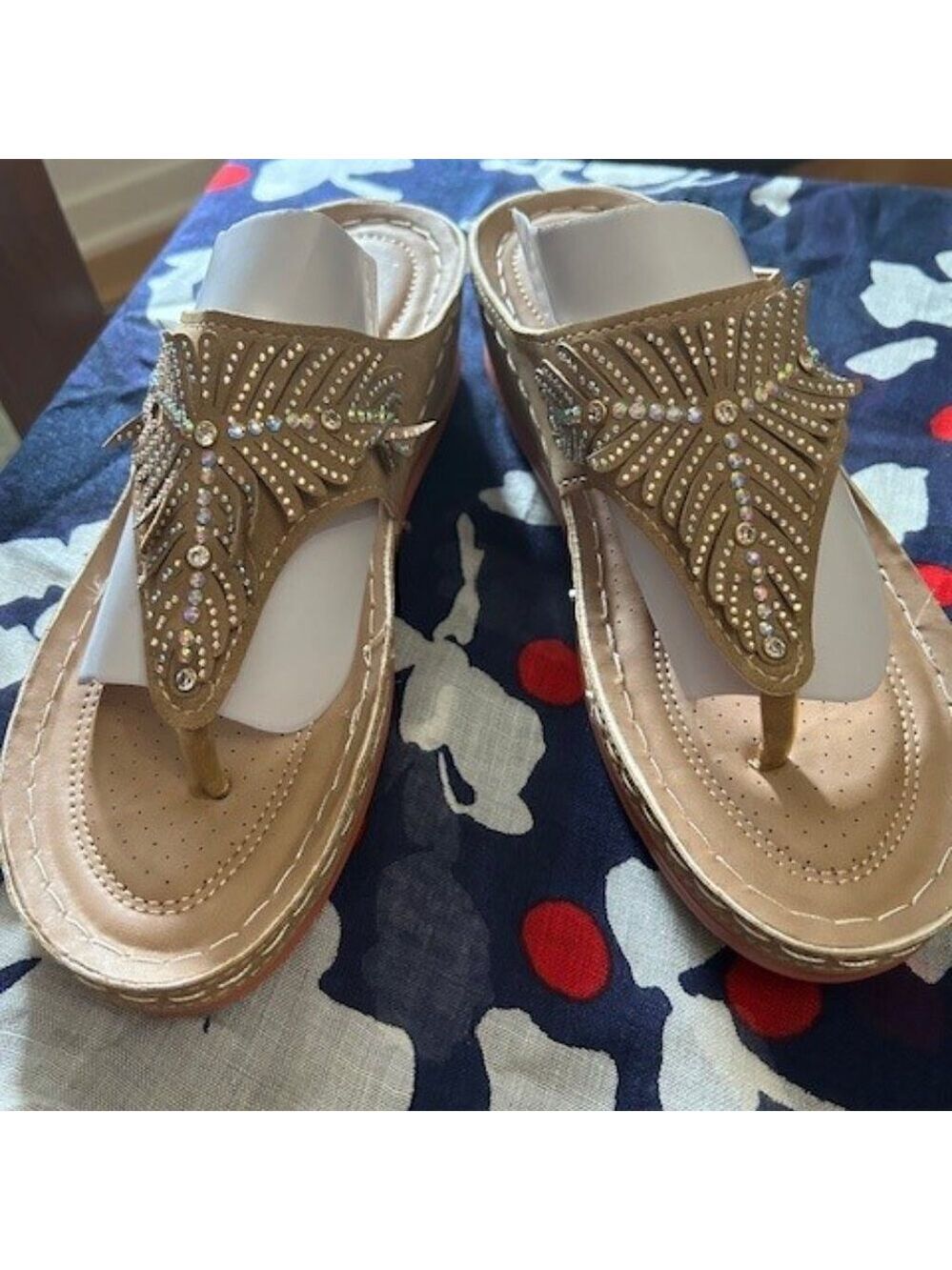 NWOT Women's Beaded Sandals choose Black or Tan both are size 9 - Picture 5 of 12